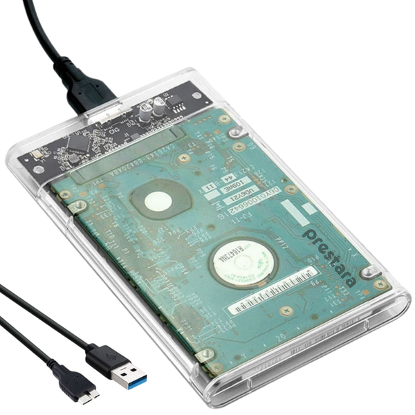 SATA Externe Harde Schijf Behuizing 2.5 inch | Transparant | USB 3.0 | Tot 2TB HDD/SSD Compatibel
