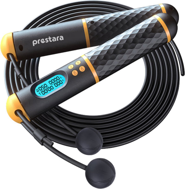 Prestara Draadloos Springtouw met Teller – Zonder Touw – Fitness Springtouw voor Volwassenen & Kinderen – HD Display – Ergonomisch & Draagbaar – Cardio & Gewichtsverlies