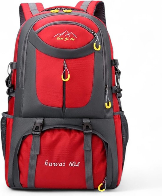 Gleza Outdoor Wandelrugzak 60L - Robuuste Backpack voor Avontuur | Rood
