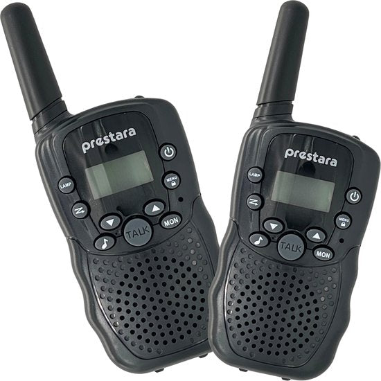 Prestara Walkie Talkies voor Kinderen en Volwassenen met USB-oplaadkabel en 2 Oplaadbare Accu's - Veiligheid en Plezier voor Elk Avontuur | Zwart