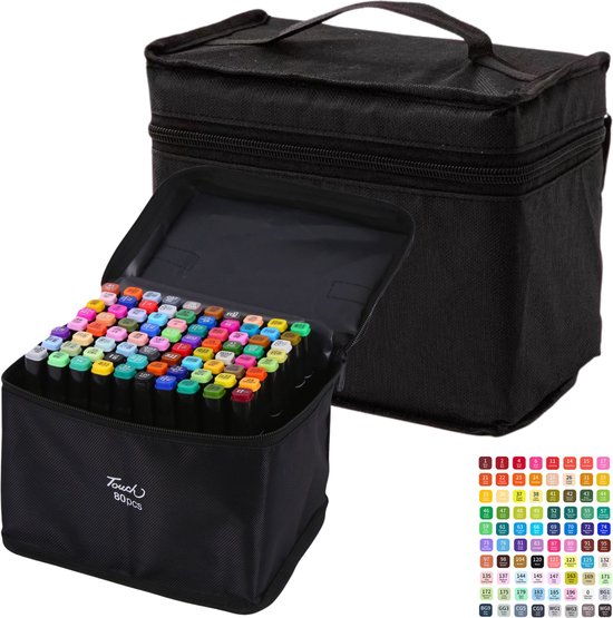 Gleza Twinmarkers 80 Stuks - Alcohol Stiften - Dubbelzijdige Markers voor Kleurrijke Creaties