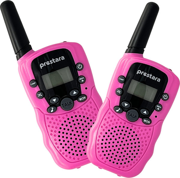 Prestara Walkie Talkies voor Kinderen en Volwassenen met USB-oplaadkabel en 2 Oplaadbare Accu's - Veiligheid en Plezier voor Elk Avontuur | Roze