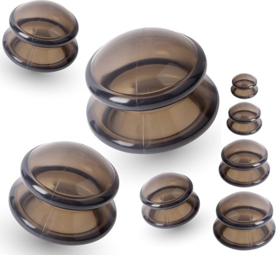 Prestara - Cupping set van 4 stuks - Cellulite cups - Cupping cups - Full body - Donker grijs - Makkelijk te reinigen