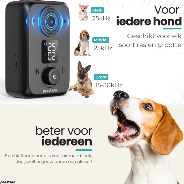 Prestara Ultrasone Blafband - Effectieve Blafbeheersing voor Kleine en Grote Honden