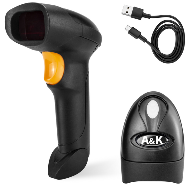 A&K USB Barcode Scanner - Plug & Play 1D WD Handscanner voor Snel en Betrouwbaar Scannen in Winkels en Magazijnen
