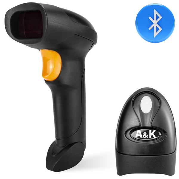 A&K Draadloze Bluetooth Barcode en QR Code Scanner - USB Handscanner 1D & 2D Lezer - Universeel en Snel - Zwart
