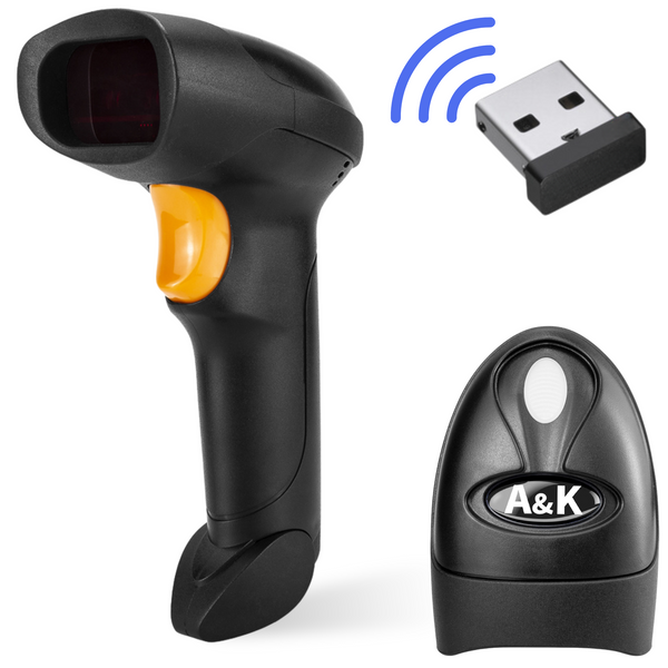 A&K Draadloze USB Barcode Scanner - Plug & Play 1D Barcode Lezer voor Snel en Betrouwbaar Voorraadbeheer en Ledenregistratie