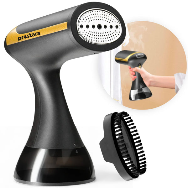 Prestara Handheld Kledingstomer - Verwijdert Kreukels en Bacteriën | 1500W Draagbare Steamer voor Reizen en Thuis | Inclusief Accessoires en Touch Display