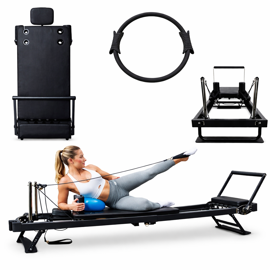 Prestara - Pilates Reformer Set - Inklapbaar - incl. Ring - Zwart