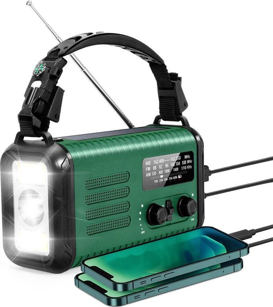 Noodradio Solar -Noodpakket - 20.000 mAH Powerbank - 2025 Versie - Radio - Opwindbare Wereldontvanger - Betrouwbare Noodvoorziening